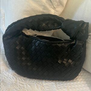 Elegant Black Woven Handbag
